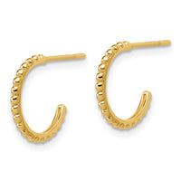Load image into Gallery viewer, 14K Polished and Beaded J-Hoop Post Earrings
