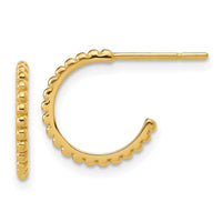 Load image into Gallery viewer, 14K Polished and Beaded J-Hoop Post Earrings
