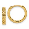 14K Polished Link Pattern Huggie Hoop Earrings