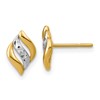 14K w/Rhodium Polished and Diamond-cut Post Earrings