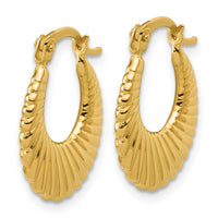 Load image into Gallery viewer, 14K Polished and Grooved Hoop Earrings
