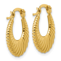 Load image into Gallery viewer, 14K Polished and Grooved Hoop Earrings
