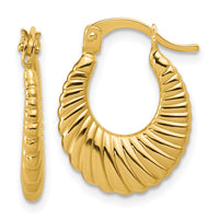 Load image into Gallery viewer, 14K Polished and Grooved Hoop Earrings
