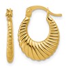 14K Polished and Grooved Hoop Earrings