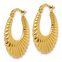 Load image into Gallery viewer, 14K Polished and Grooved Hoop Earrings
