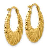 Load image into Gallery viewer, 14K Polished and Grooved Hoop Earrings
