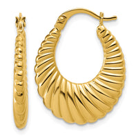 Load image into Gallery viewer, 14K Polished and Grooved Hoop Earrings
