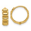 14K Polished Link Pattern Hinged Huggie Hoop Earrings