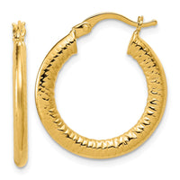 Load image into Gallery viewer, 14K Polished and Grooved Hoop Earrings
