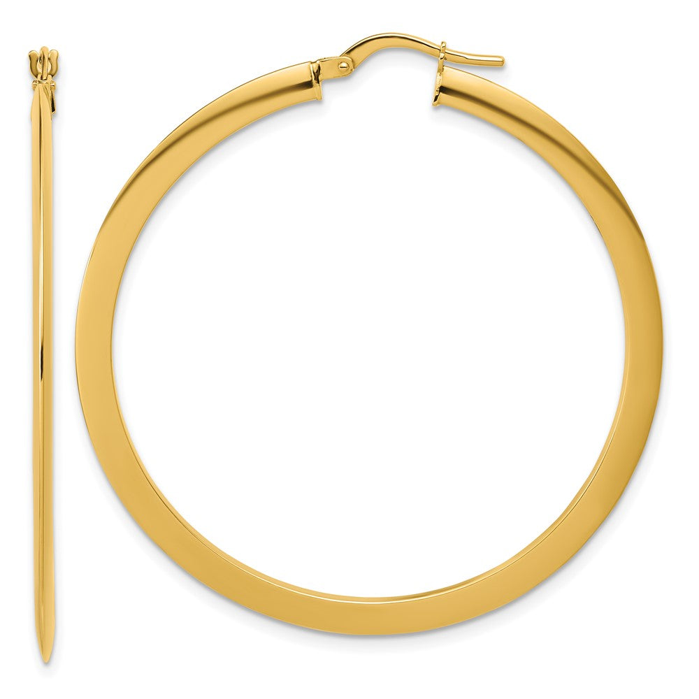 14K Polished Flat Tube Hoop Earrings