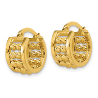 Load image into Gallery viewer, 14K Polished and Diamond-cut 2-row Beaded Tube Hoop Earrings

