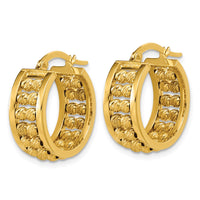 Load image into Gallery viewer, 14K Polished and Diamond-cut 2-row Beaded Tube Hoop Earrings

