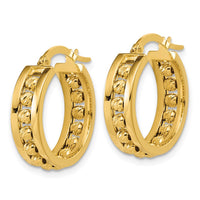 Load image into Gallery viewer, 14K Polished and Diamond-cut Beaded Tube Hoop Earrings
