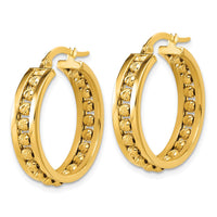 Load image into Gallery viewer, 14K Polished and Diamond-cut Beaded Tube Hoop Earrings
