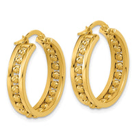 Load image into Gallery viewer, 14K Polished and Diamond-cut Beaded Tube Hoop Earrings
