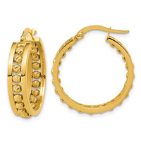 Load image into Gallery viewer, 14K Polished and Diamond-cut Beaded Tube Hoop Earrings
