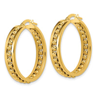 Load image into Gallery viewer, 14K Polished and Diamond-cut Beaded Tube Hoop Earrings
