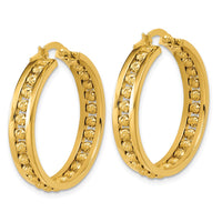 Load image into Gallery viewer, 14K Polished and Diamond-cut Beaded Tube Hoop Earrings
