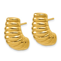 Load image into Gallery viewer, 14K Polished and Grooved Hollow Puffed Post Earrings
