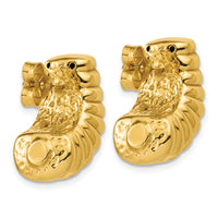 Load image into Gallery viewer, 14K Polished and Grooved Hollow Puffed Post Earrings
