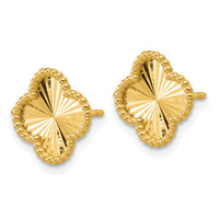 Load image into Gallery viewer, 14K Polished and Diamond-cut Clover Post Earrings
