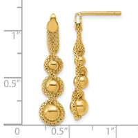 Load image into Gallery viewer, 14K Polished and D/C Twisted Beaded Dangle Post Earrings
