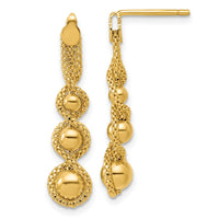 Load image into Gallery viewer, 14K Polished and D/C Twisted Beaded Dangle Post Earrings
