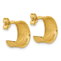 Load image into Gallery viewer, 14K Polished and Hammered J-Hoop Earrings
