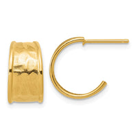 Load image into Gallery viewer, 14K Polished and Hammered J-Hoop Earrings
