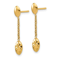 Load image into Gallery viewer, 14K Polished and Dia-cut Oval Fancy Dangle Post Earrings

