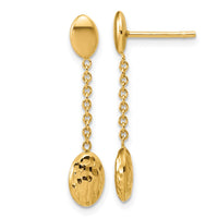 Load image into Gallery viewer, 14K Polished and Dia-cut Oval Fancy Dangle Post Earrings
