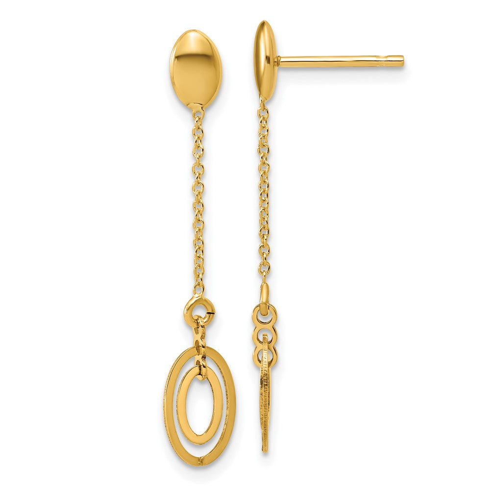 14K Polished Fancy Oval Dangle Post Earrings