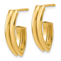 Load image into Gallery viewer, 14K Polished and Grooved J-Hoop Earrings
