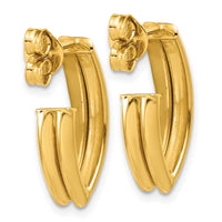 Load image into Gallery viewer, 14K Polished and Grooved J-Hoop Earrings
