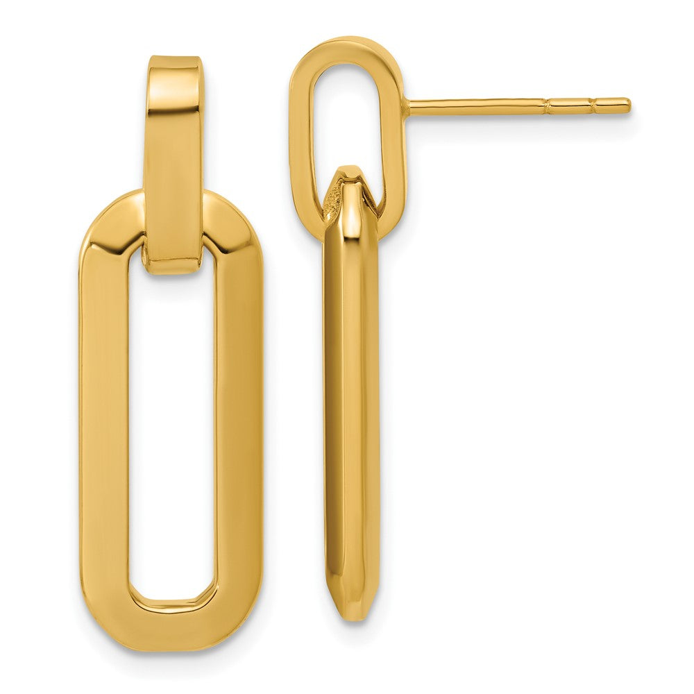14K Polished Fancy Link Dangle Post Earrings