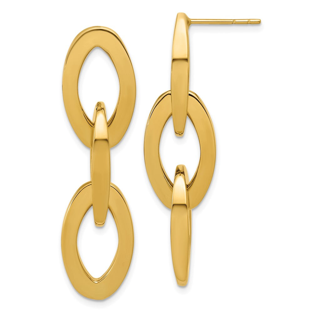 14K Polished Fancy Link Dangle Post Earrings