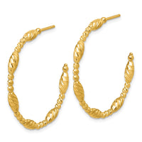 Load image into Gallery viewer, 14K Polished and Diamond-cut Beaded Fancy J-Hoop Post Earrings

