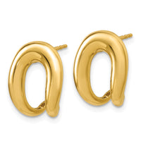 Load image into Gallery viewer, 14K Polished Fancy J-Hoop Post Earrings
