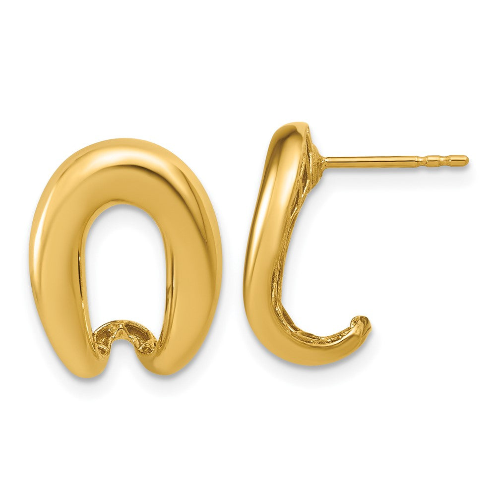 14K Polished Fancy J-Hoop Post Earrings