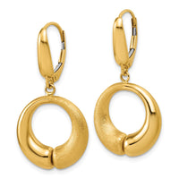 Load image into Gallery viewer, 14K Polished and Brushed Circle Leverback Earrings
