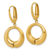 Load image into Gallery viewer, 14K Polished and Brushed Circle Leverback Earrings
