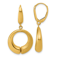 Load image into Gallery viewer, 14K Polished and Brushed Circle Leverback Earrings
