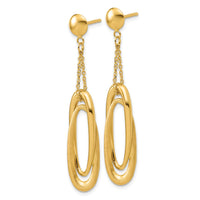 Load image into Gallery viewer, 14K Polished and Brushed Fancy Oval Dangle Post Earrings
