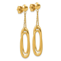 Load image into Gallery viewer, 14K Polished and Brushed Fancy Oval Dangle Post Earrings
