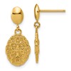 14K Polished Oval Textured Dangle Post Earrings