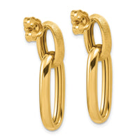Load image into Gallery viewer, 14K Polished and Brushed Ovals Dangle Post Earrings
