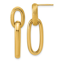 Load image into Gallery viewer, 14K Polished and Brushed Ovals Dangle Post Earrings
