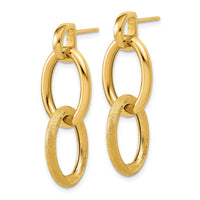 Load image into Gallery viewer, 14K Polished and Brushed Ovals Dangle Post Earrings
