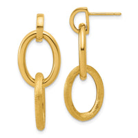 Load image into Gallery viewer, 14K Polished and Brushed Ovals Dangle Post Earrings
