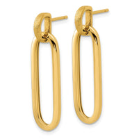 Load image into Gallery viewer, 14K Polished and Brushed Oval Dangle Post Earrings
